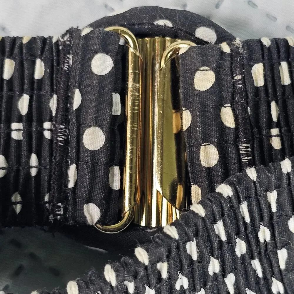 Vintage 80s Rope Elastic Stretch Belts With Buckle Lot Of 3 Polka Dot Wide